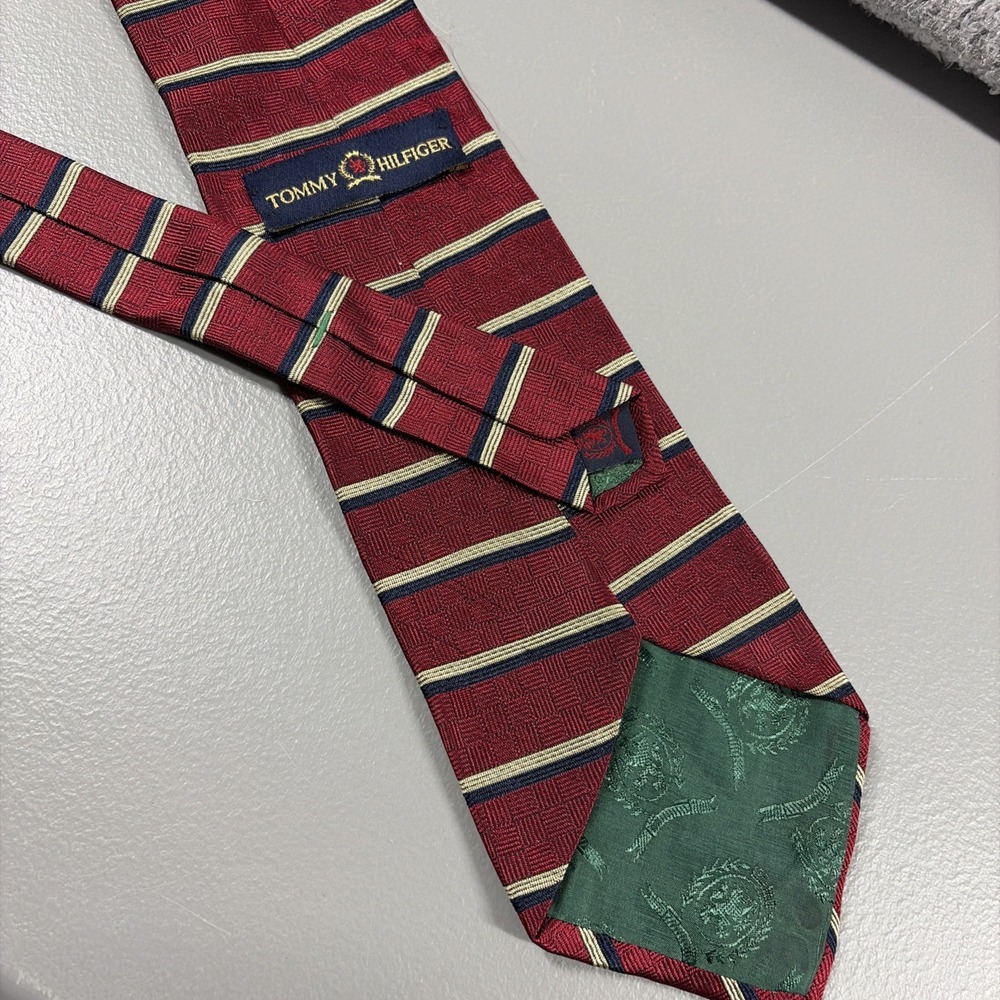 Vintage Tommy Hilfiger Neck Tie Red Stripe Preppy Retro 90s Y2K